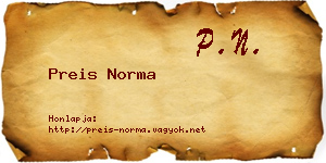 Preis Norma névjegykártya